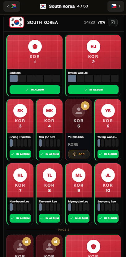 Album tracker — mobile view